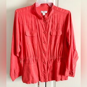 CHRISTOPHER & BANKS linen blend light jacket - coral P/XL